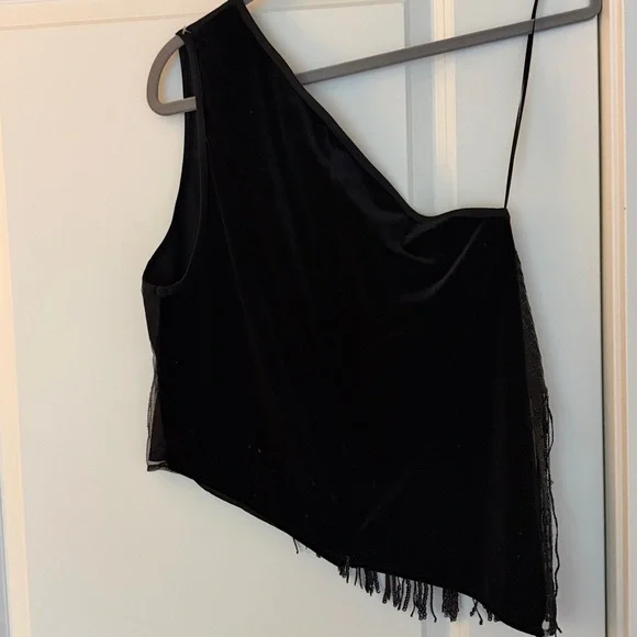 Eva Franco Black Sequin One Shoulder Top - Picture 5 of 6